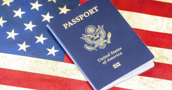 USA Passport And Flag